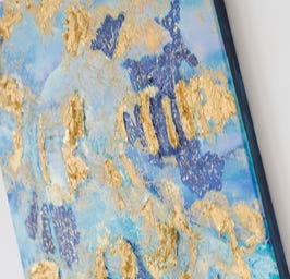 gold painting artwork, mixed media art