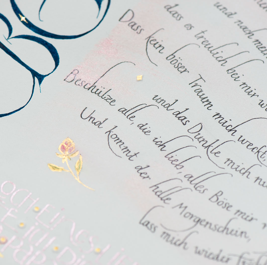 individuelle kalligraphierte auftragsarbeit